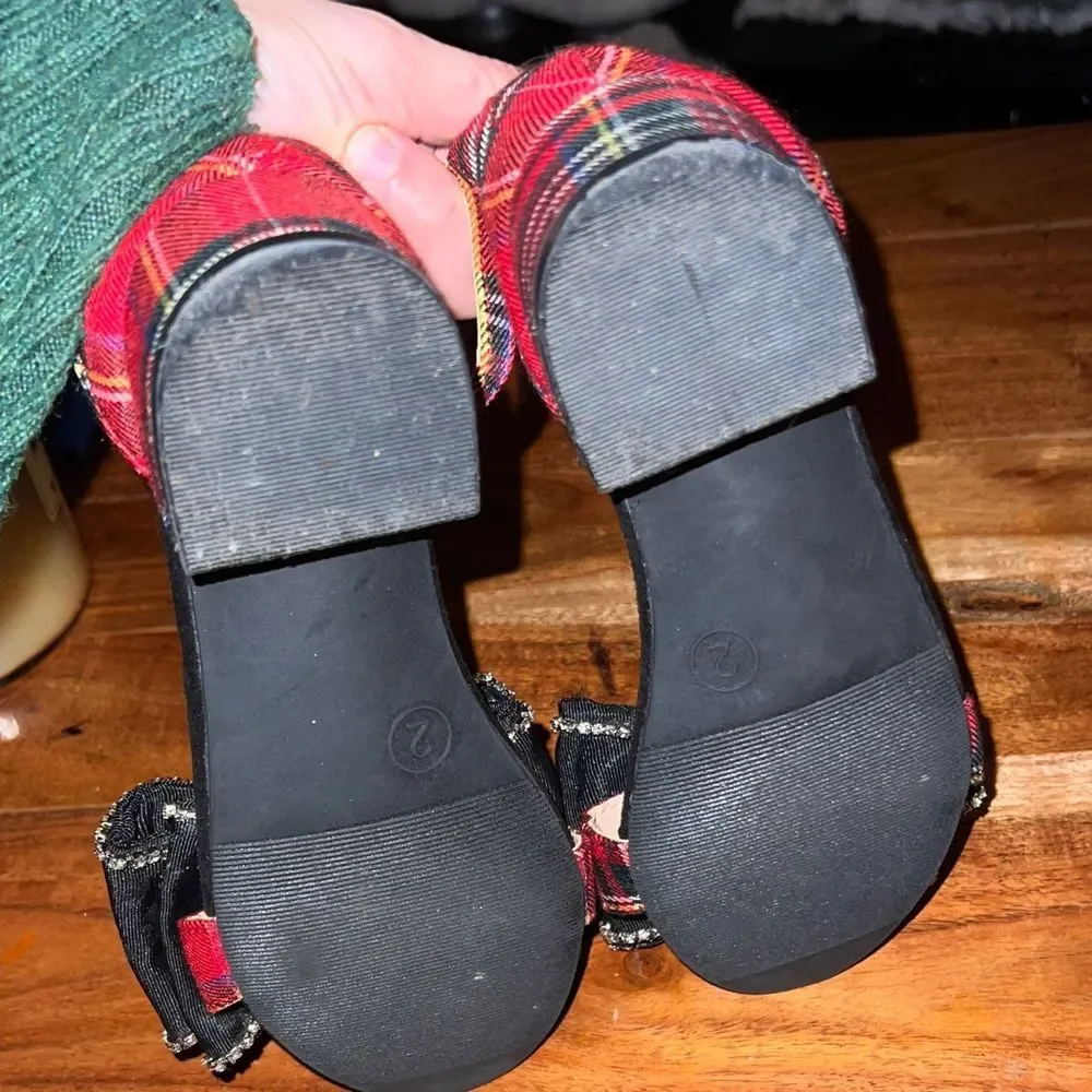 Betsey Johnson Black and Red Sandals with Bow Accents
